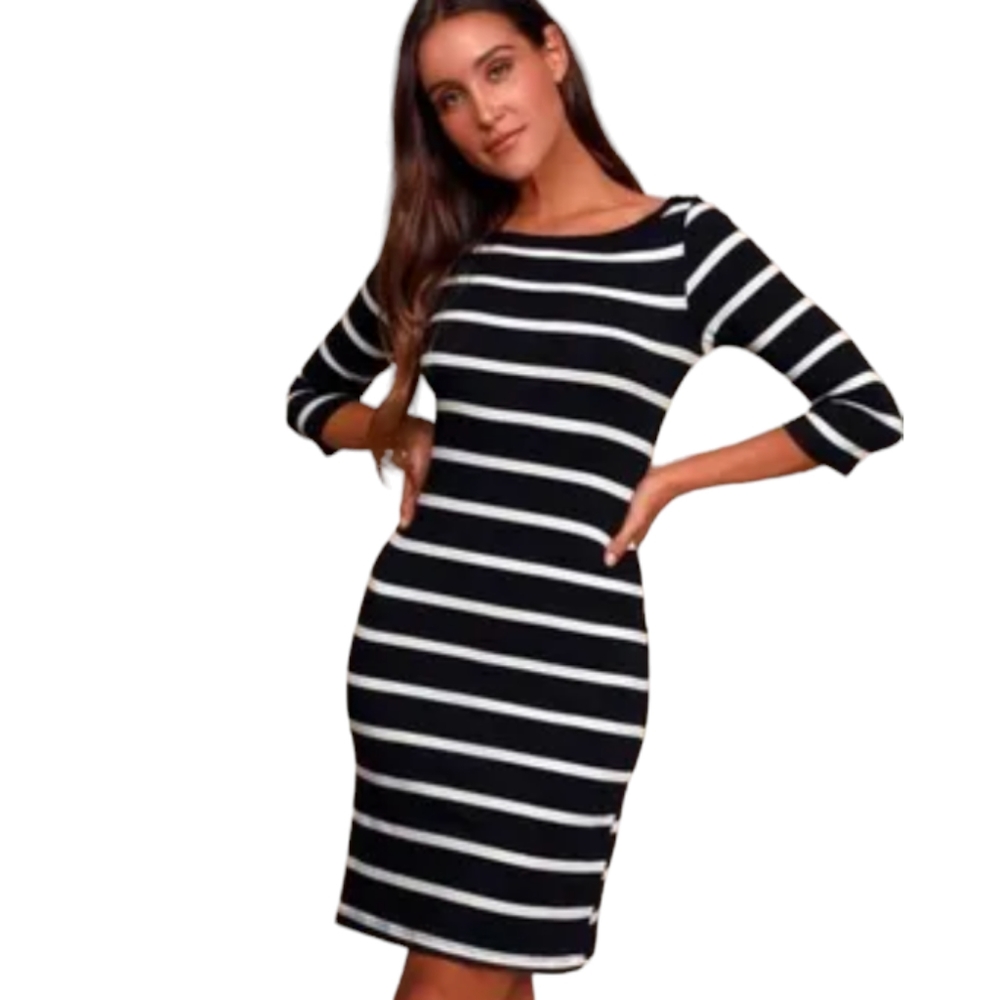 Lulu's Black & White Stripe Dress S